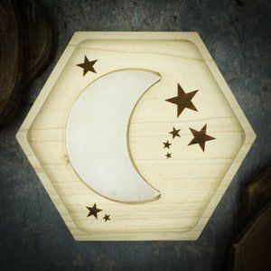 Selenite Moon and Star Crystal Charging Tray